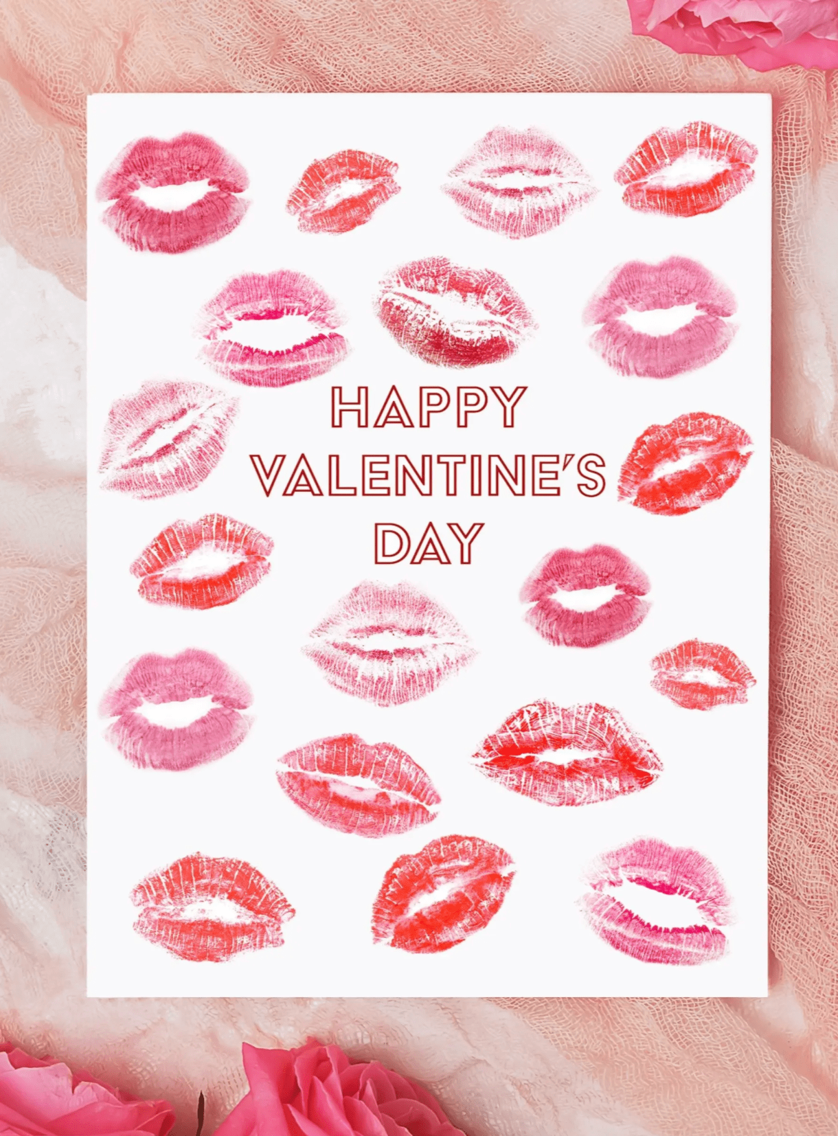 Happy Valentine's Day Kisses Card, image size:1220x1654